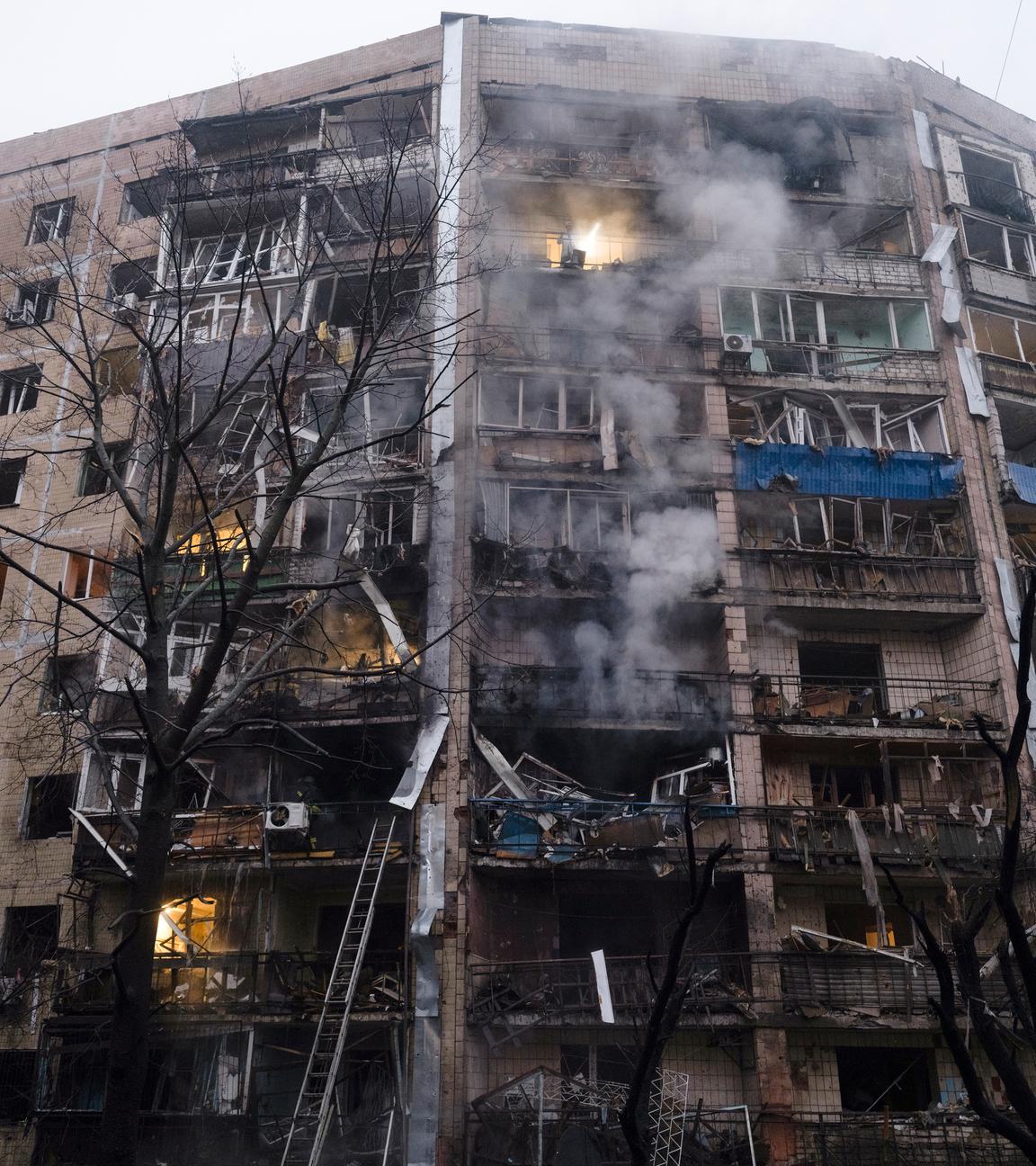 Ukraine, Kramatorsk: Zerstörte Wohngebäude