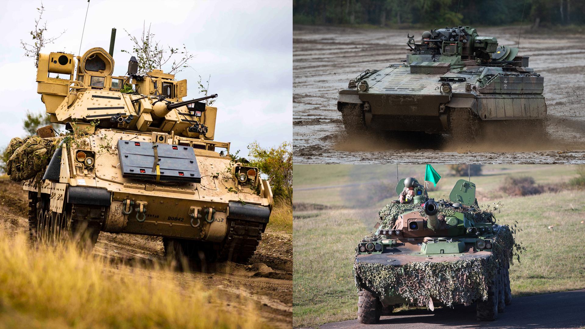 Die Panzer des Typs Bradley, Marder und AMX-10 RC, die in die Ukraine geliefert werden sollen