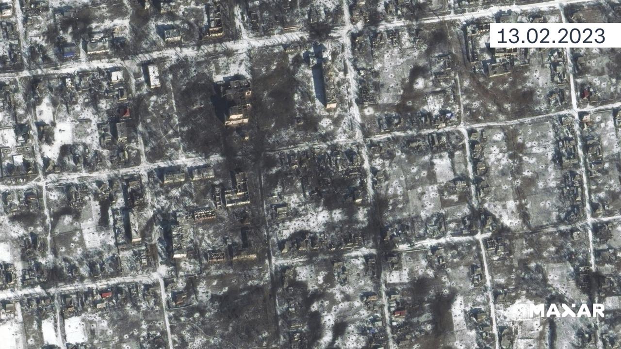 Satellitenbild: Zerstörung in Petriwka am 13.2.2023