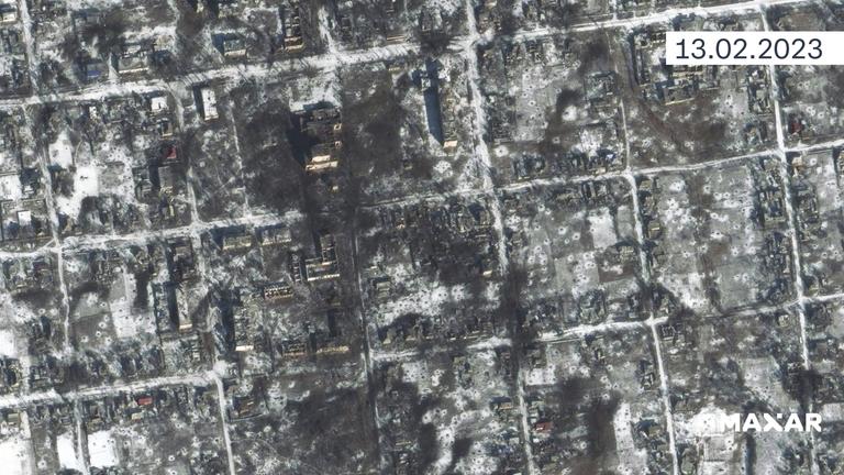 Satellitenbild: Zerstörung in Petriwka am 13.2.2023