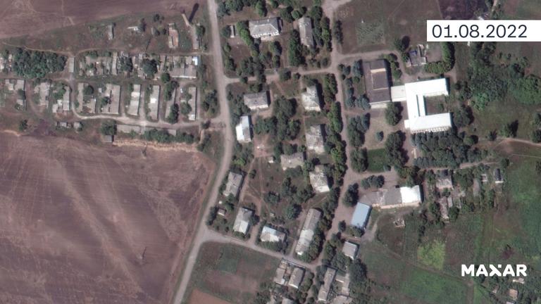 Das Satellitenbild zeigt Soledar vor der Zerstörung, am 1. August 2022