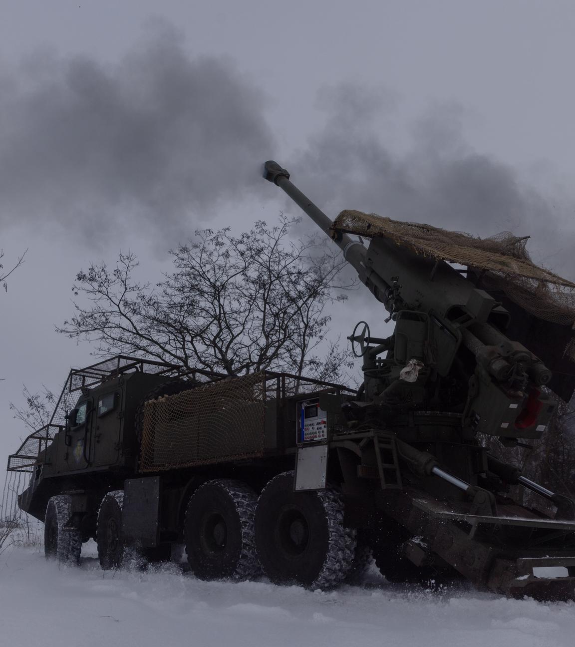 Ein ukrainischer Panzer an der Front 