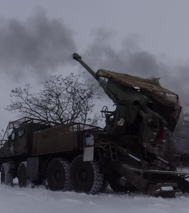 Ein ukrainischer Panzer an der Front 