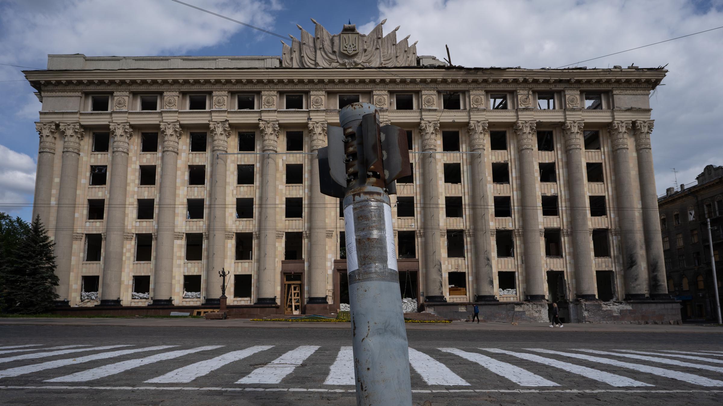 Zerstörte Regionalverwaltung von Charkiw