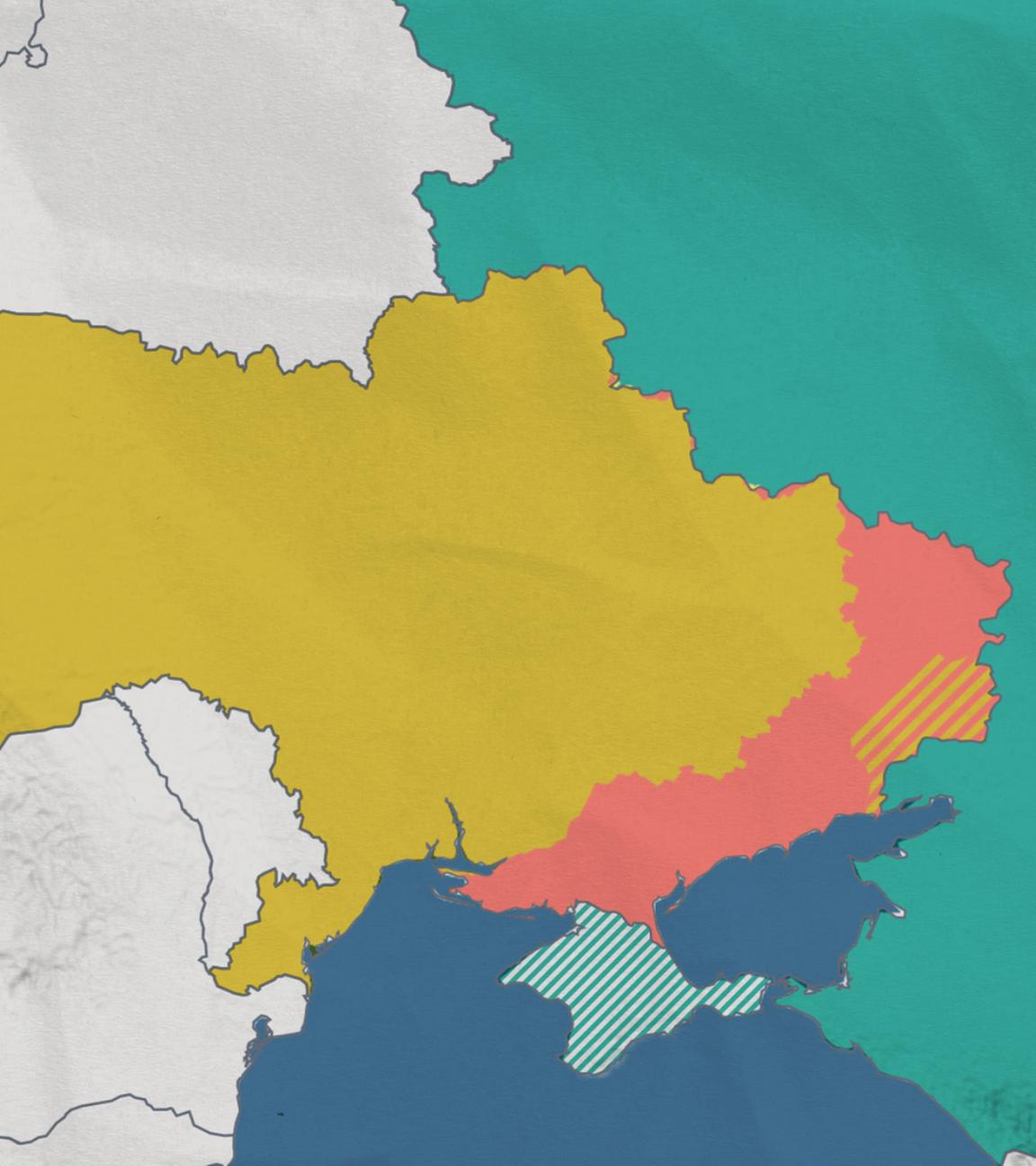 Die Karte der Ukraine zeigt, welche Gebiete im Osten des Landes von russischen Truppen besetzt sind. Zudem sind die Separatistengebiete und die annektierte Krim hervorgehoben.
