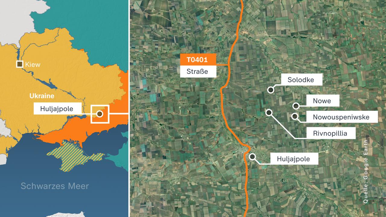 Der Vormarsch der russischen Truppen im Süden der Ukraine in der Region Saporischschja.