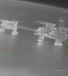 Russische Ölplattform im Kaspischen Meer - Aufnahme des ukrainischen Militärs