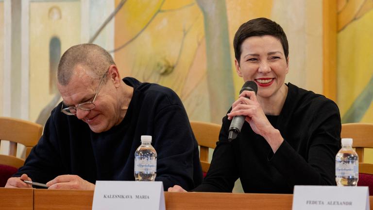 Pressekonferenz von Babariko und Kolesnikava