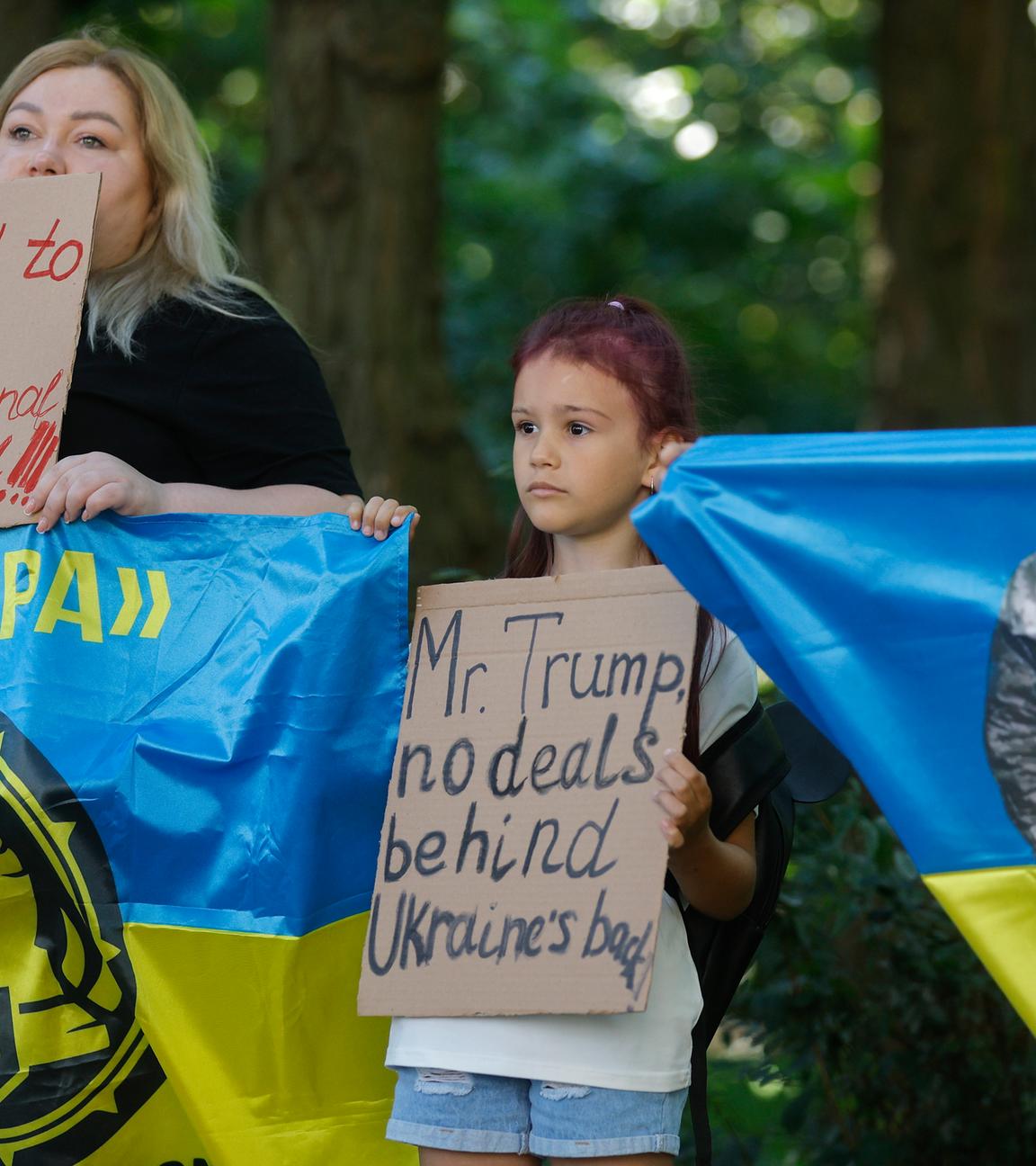 Ukrainians, including families of prisoners of war (POWs) and missing persons, participate in a rally called 'No land swap! 