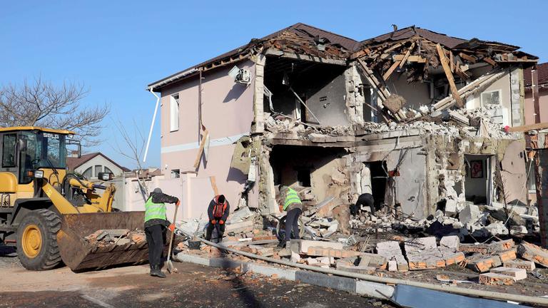 Zerstörtes Gebäude in Odesa, Ukraine