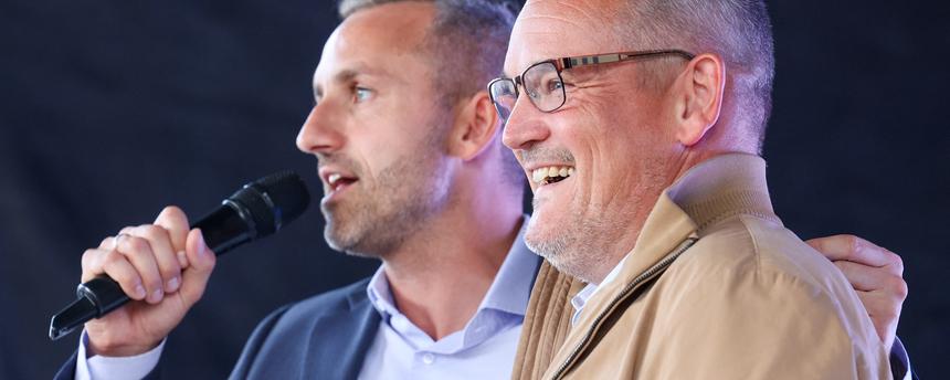 Ulrich Siegmund und Martin Reichardt auf einer Wahlkampfveranstaltung der AfD