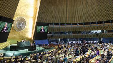 UN-Generalsekretär António Guterres spricht am 22.09.2025 bei einem Spitzentreffen zum 30. Jahrestag der Vierten Weltfrauenkonferenz im UN-Hauptquartier in New York.