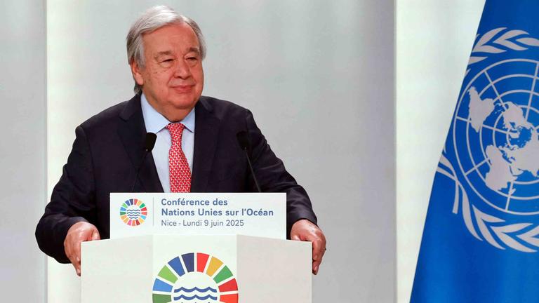 UN-Generalsekretär Antonio Guterres spricht bei der Eröffnungssitzung der dritten Ozean-Konferenz der Vereinten Nationen.