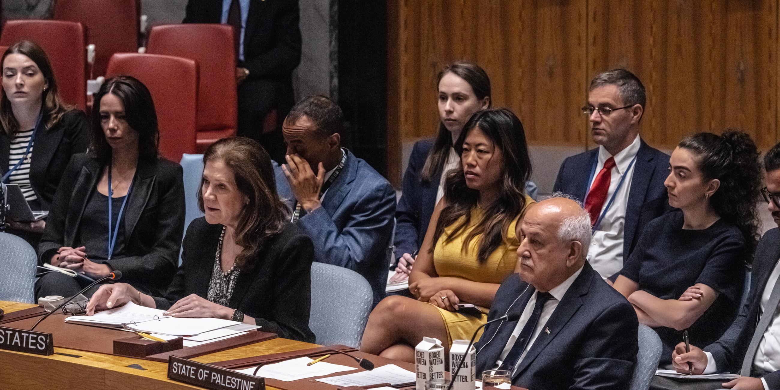 Mehrere Vertreter der Mitgliedsstaaten diskutieren im Plenum über das israelische Vorgehen