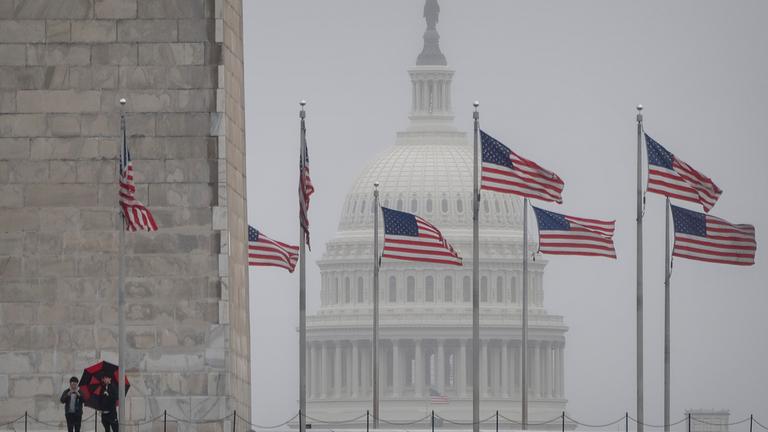  US-Flaggen vor dem Kapitol