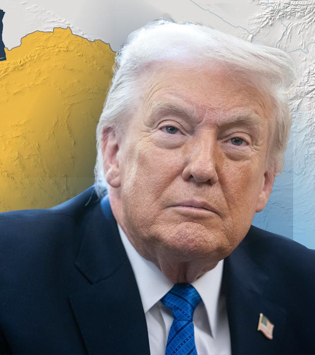 US-Präsident Donald Trump vor einer Karte des Irans