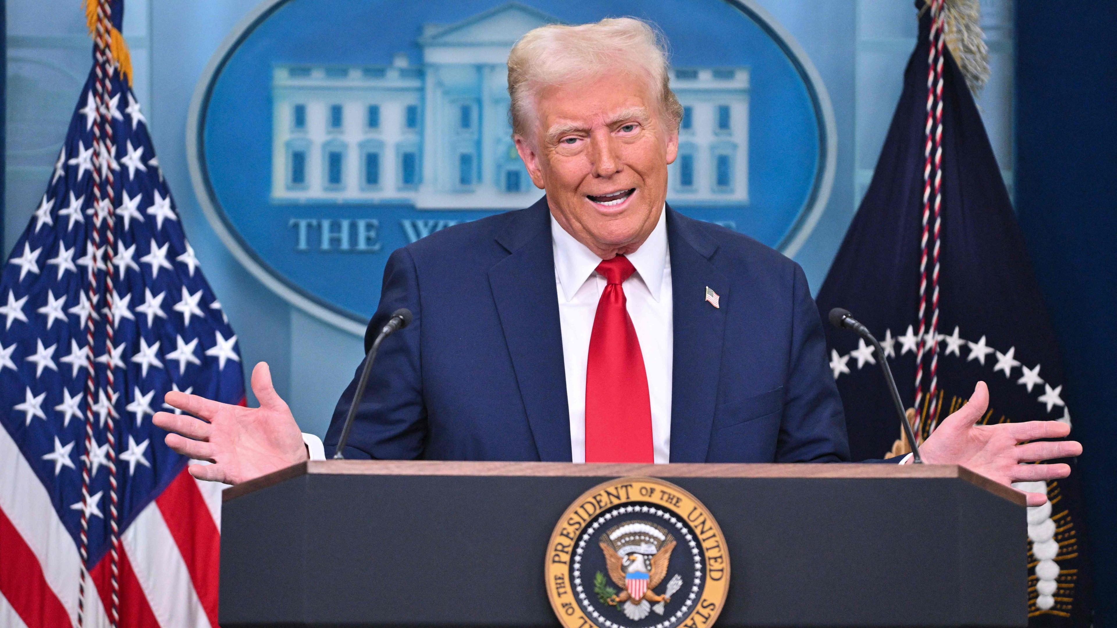 US-Präsident Donald Trump hält eine Ansprache.