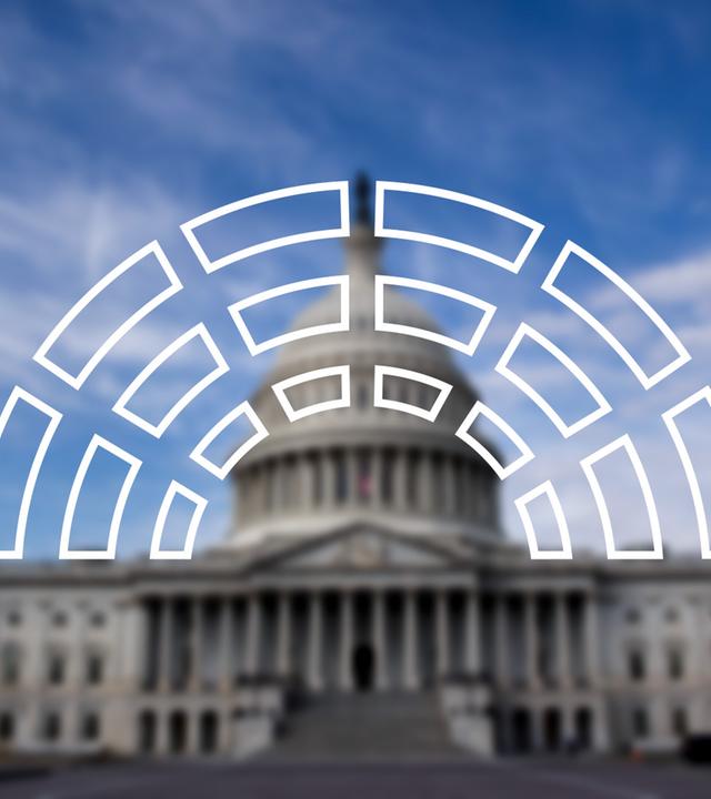 Foto Kongressgebäude in Washington mit stilisierter Grafik Parlamentssitze