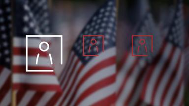 USA-Flagge und stilisierte Wahlkandidaten