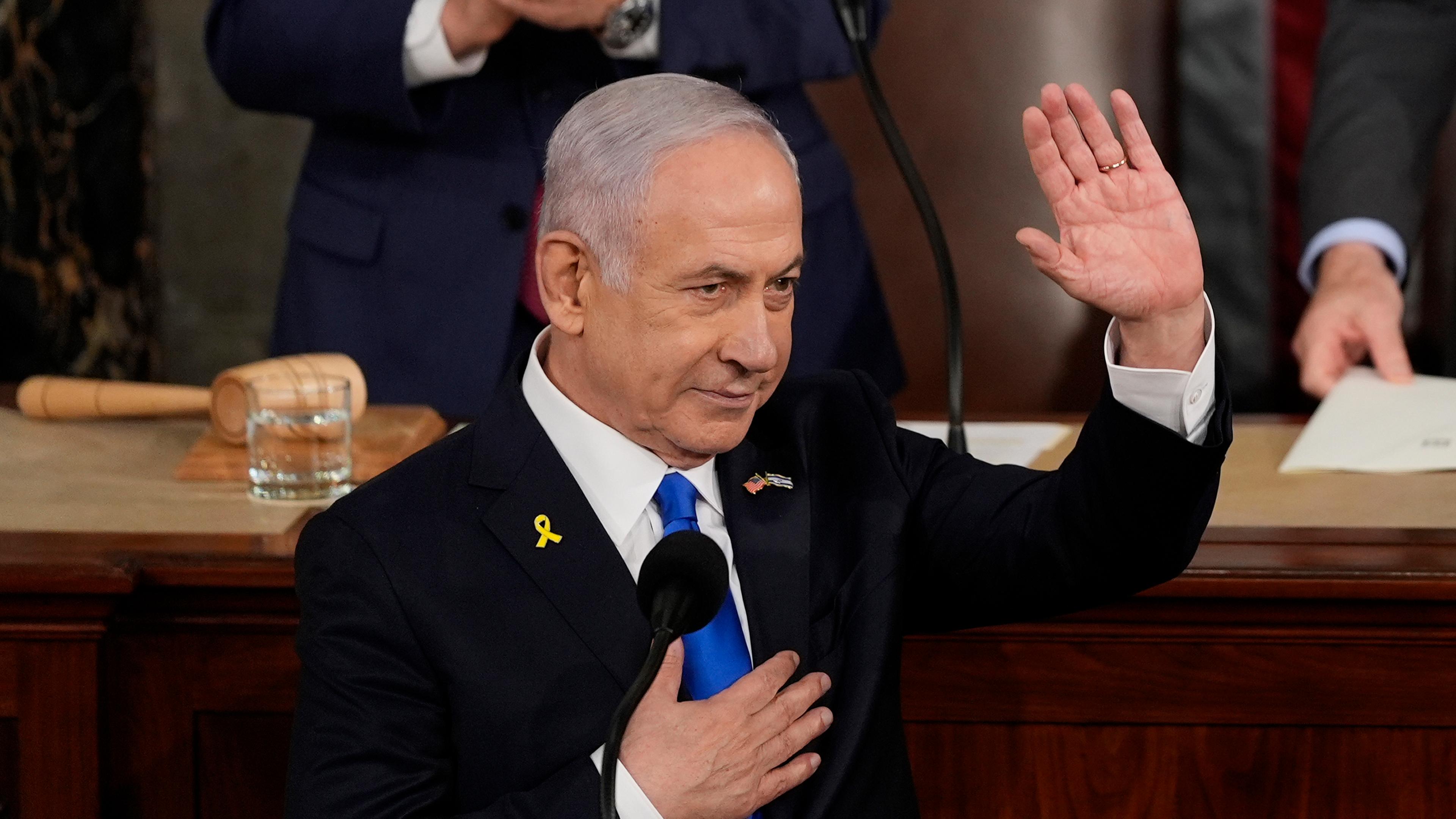 24.07.2024, USA, Washington D.C.: Der israelische Premierminister Benjamin Netanjahu bei einer gemeinsamen Sitzung des Kongresses im Kapitol in Washington