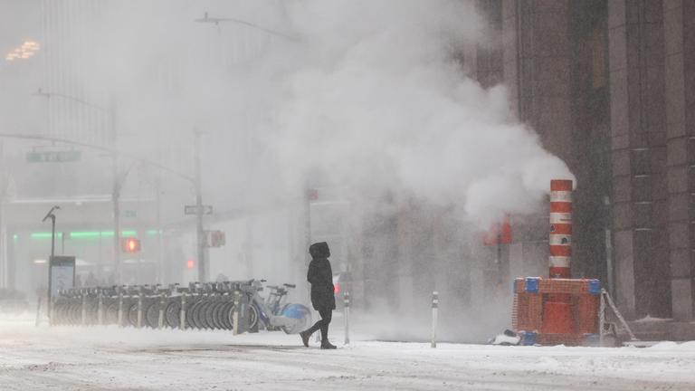 New York während einem Schneesturm 