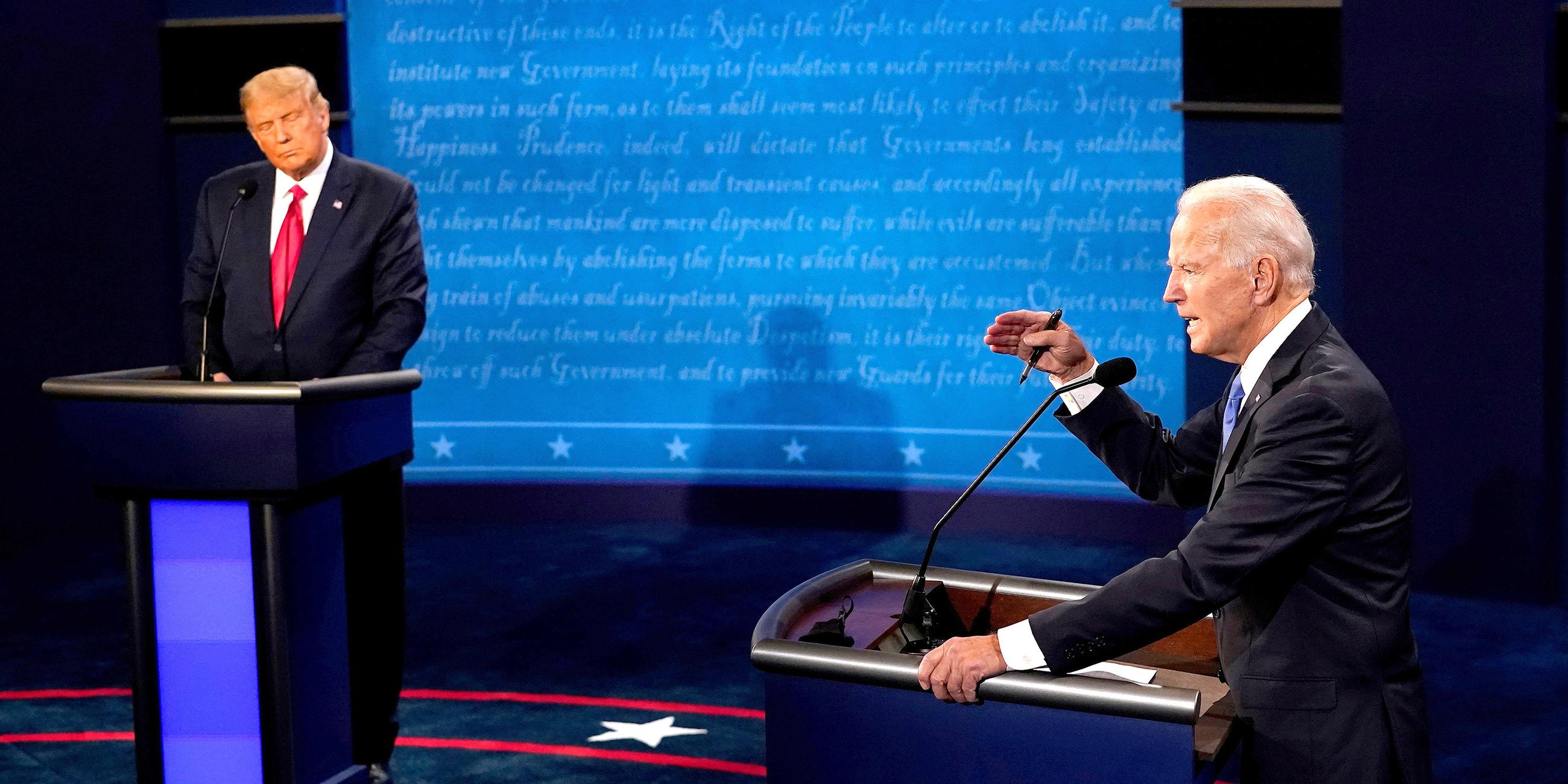 Donald Trump und Joe Biden bei der zweiten TV-Debatte