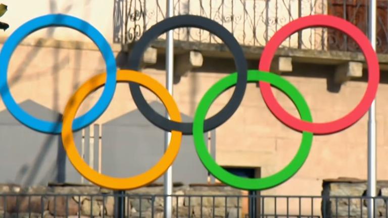 Olympischen Ringe in Val die Fiemme