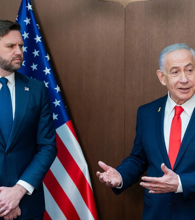  US-Vizepräsident JD Vance (l) und Israels Ministerpräsident Benjamin Netanjahu treffen sich im Büro des Ministerpräsidenten. 