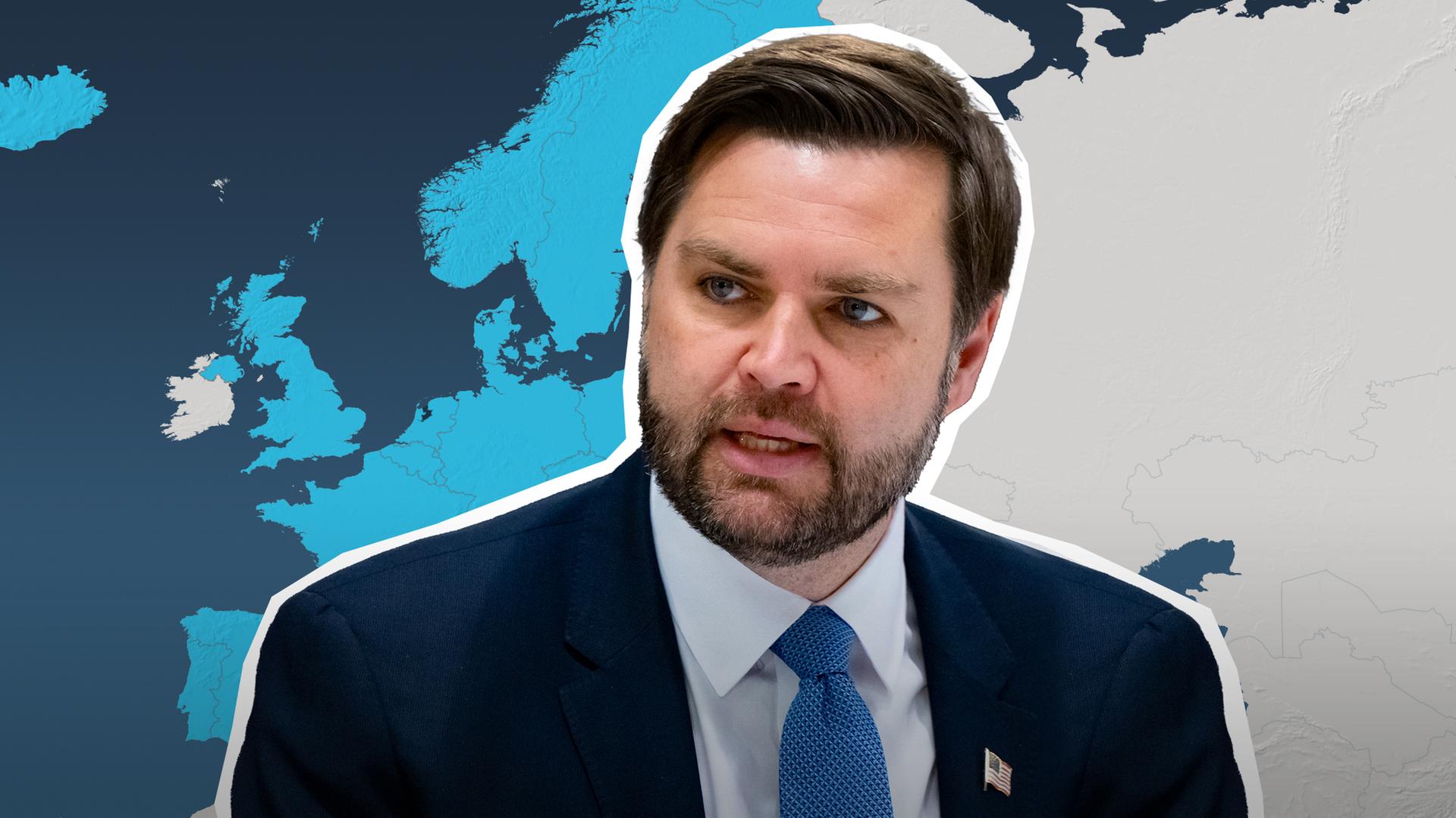 J.D. Vance vor einer Europa-Karte