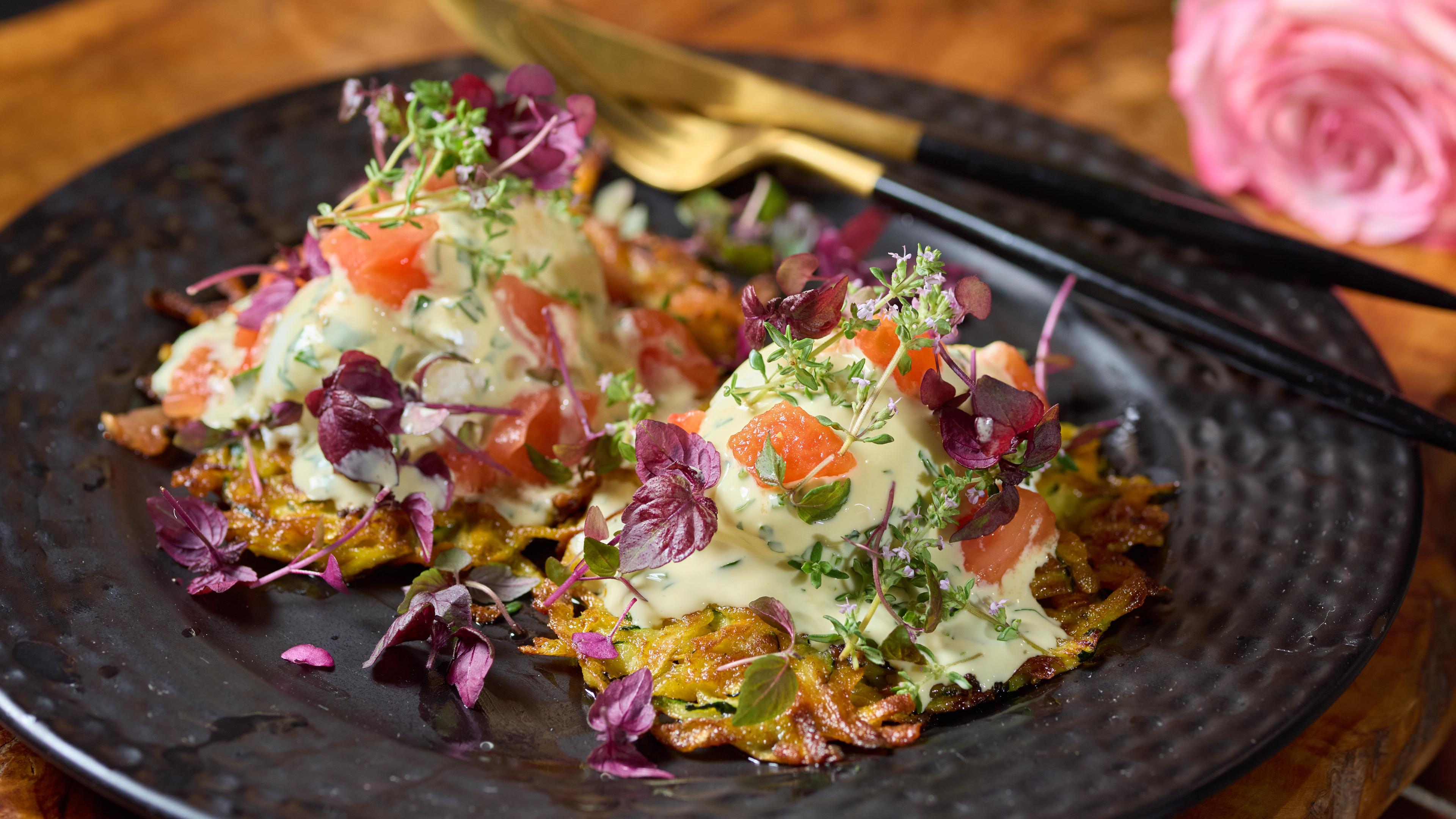 Süßkartoffel- und Zucchini-Rösti