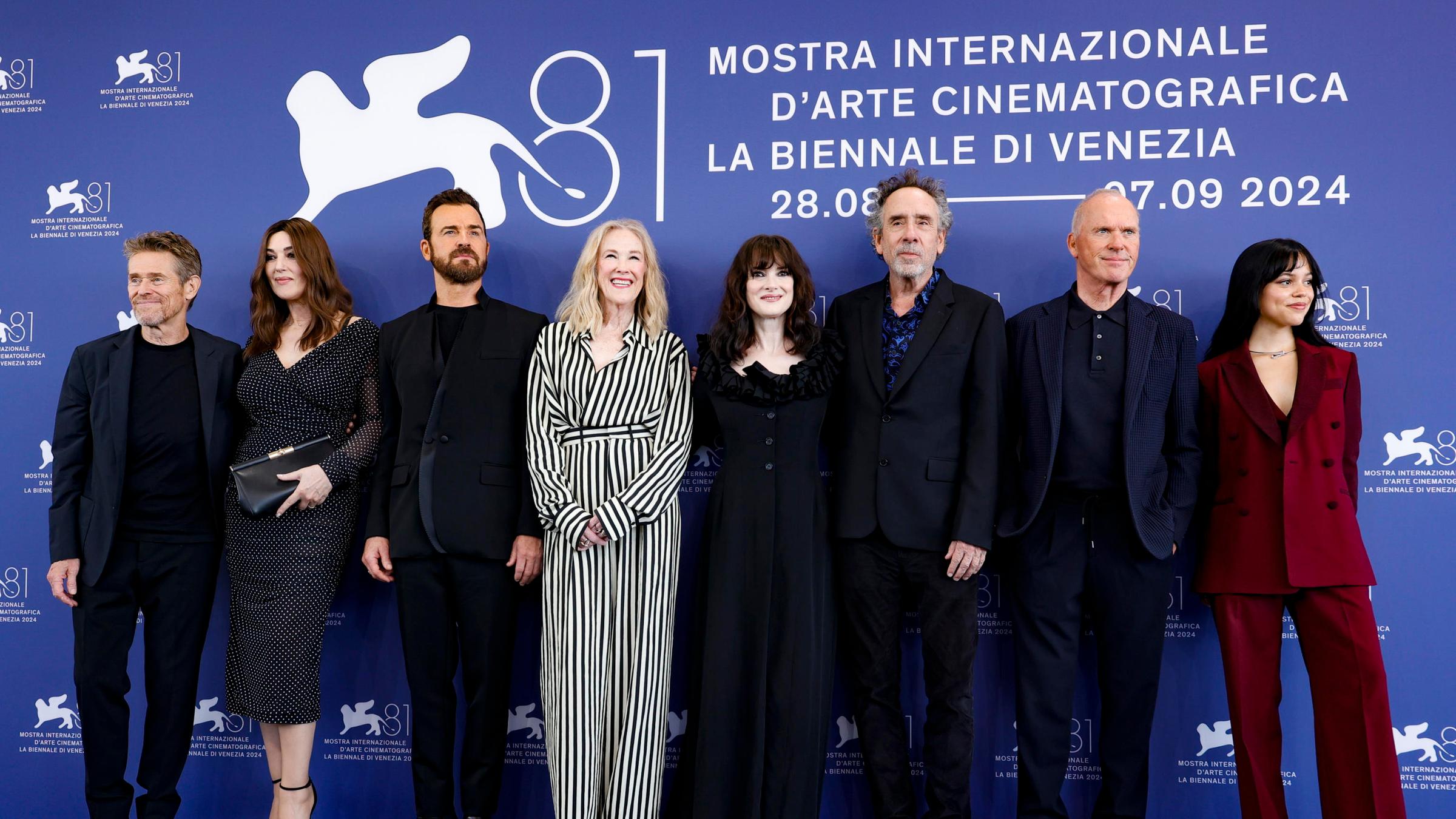 Der Cast von "Beetlejuice Beetlejuice" auf dem roten Teppich der Filmfestspiele in Venedig.