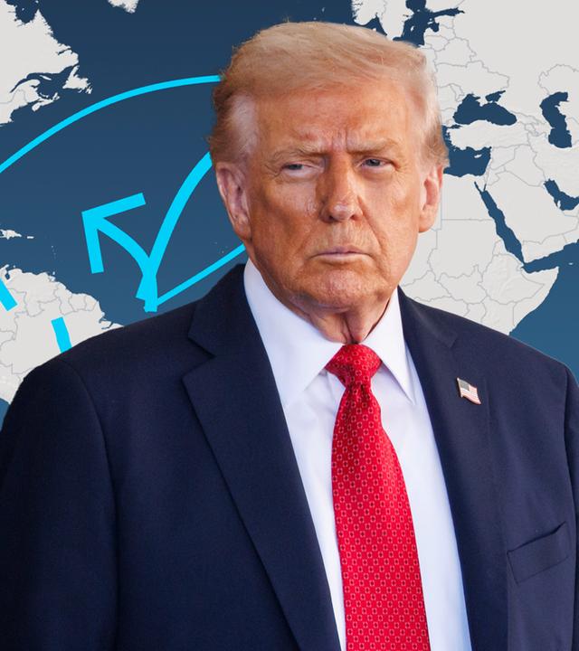 US-Präsident Donald Trump vor einer Karte des globalen Drogenschmuggels