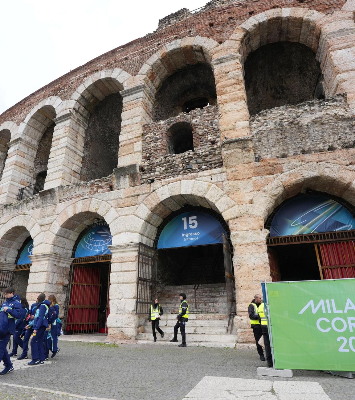 Das Amphitheater in Verona am Tag der Olympischen Abschlussfeier 2026