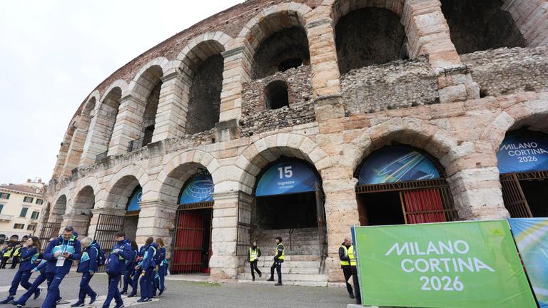 Das Amphitheater in Verona am Tag der Olympischen Abschlussfeier 2026