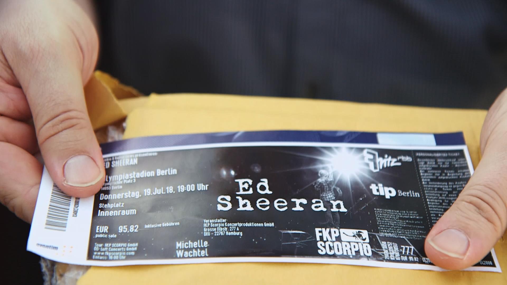 Personalisierte Konzertkarte für Ed Sheeran-Konzert