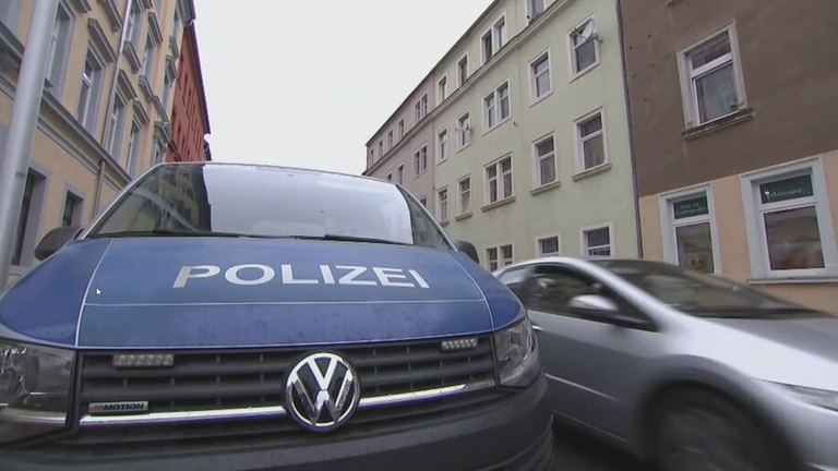 Polizei Auto bei Einsatz in Meißen