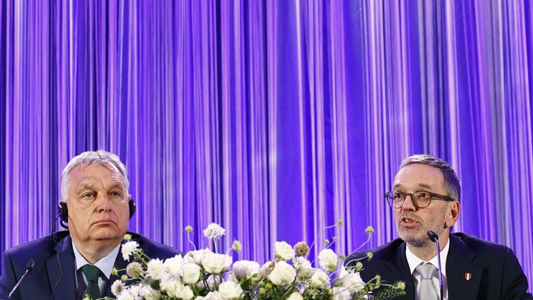 Viktor Orban trifft sich am 30.06.2024 in Wien mit Herbert Kickl zu einer gemeinsamen Erklärung.