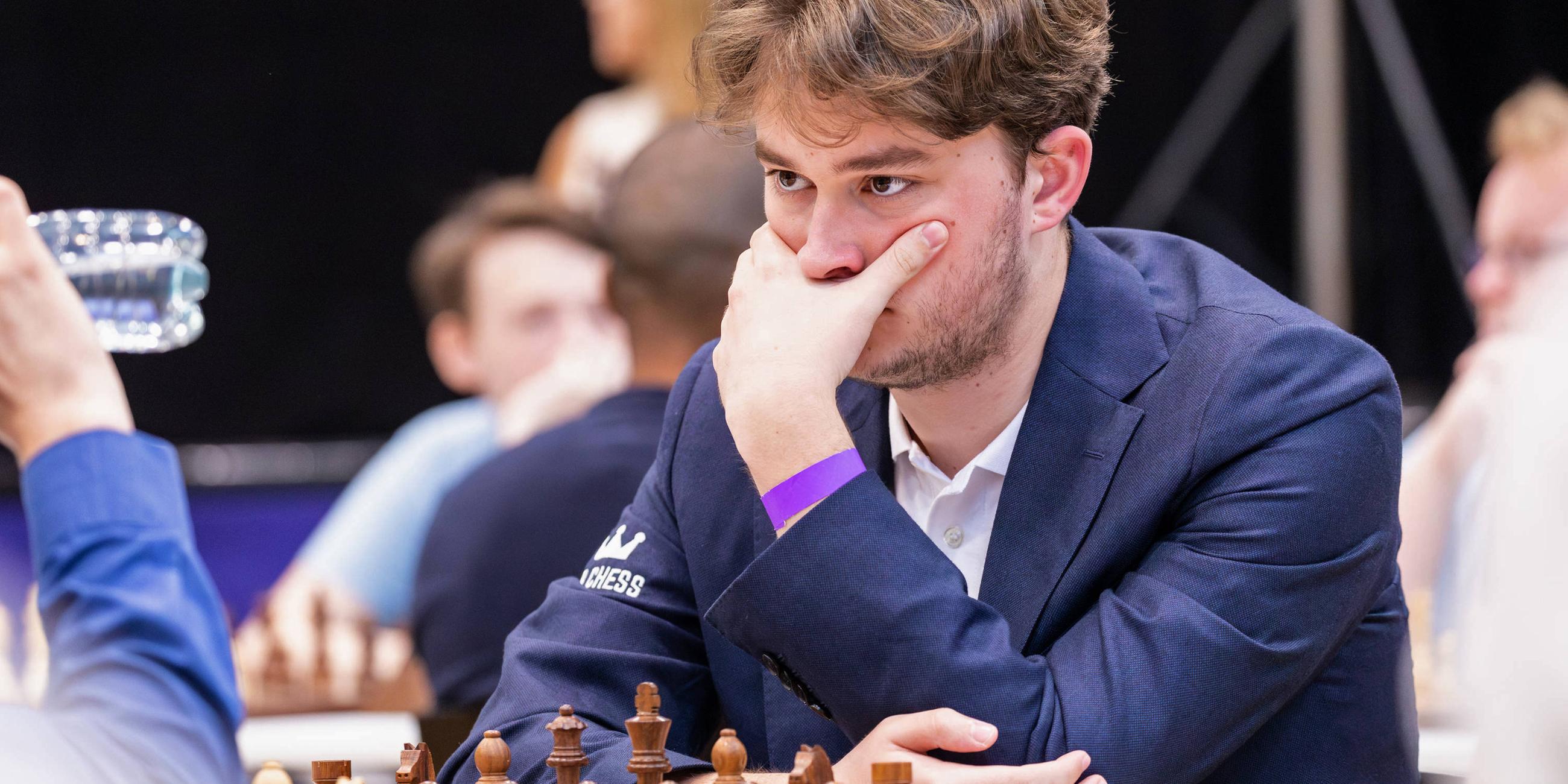 Vincent Keymer bei der FIDE Team-WM im Blitz-Schach in Düsseldorf, aufgenommen am 27.08.2023