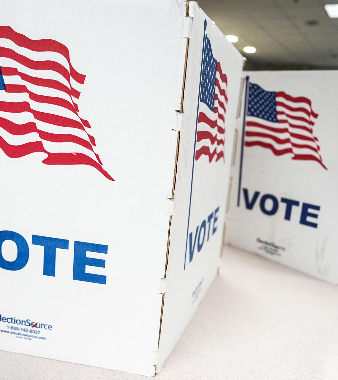 Eine Person gibt im Fairfax Government Center in Fairfax, ihre Stimme beim Referendum zur Neugliederung der Wahlbezirke in Virginia ab. 