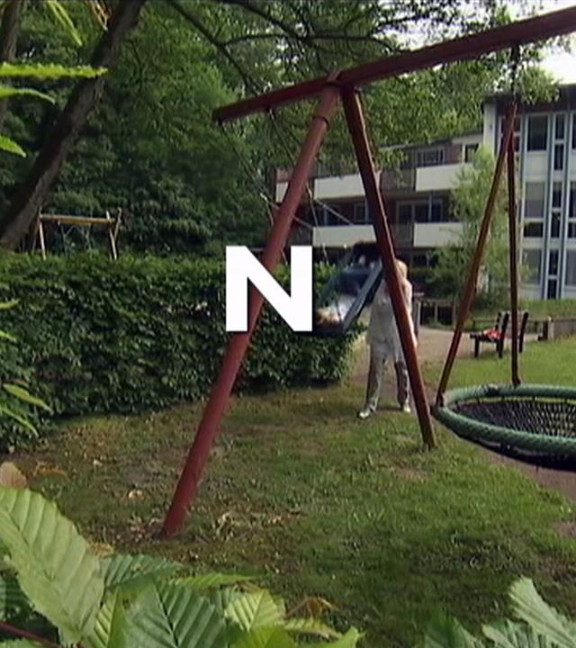 Buchstabe N auf einem Bild mit Spielplatz