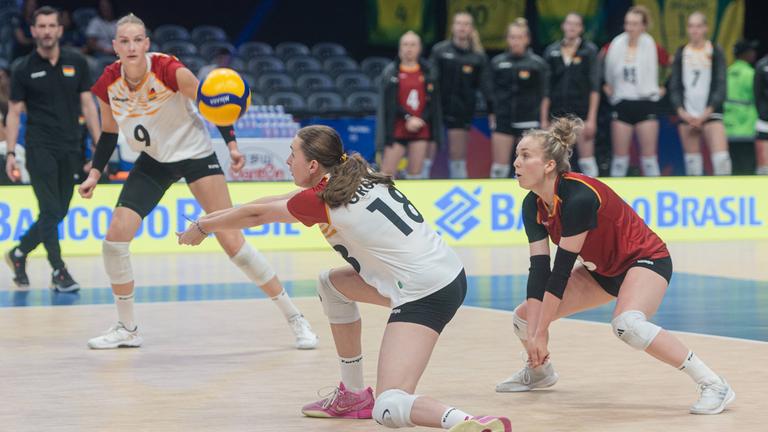 Spielszene aus dem Volleyball Länderspiel Deutschland gegen Italien in Rio de Janero am 05.06.2025.