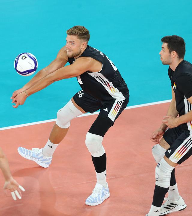 Die deutschen Volleyballer im EM-Gruppenspiel gegen Frankreich
