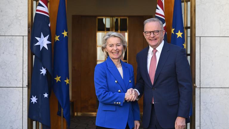 EU chief meets Australina PM at Parliament House in Canberra