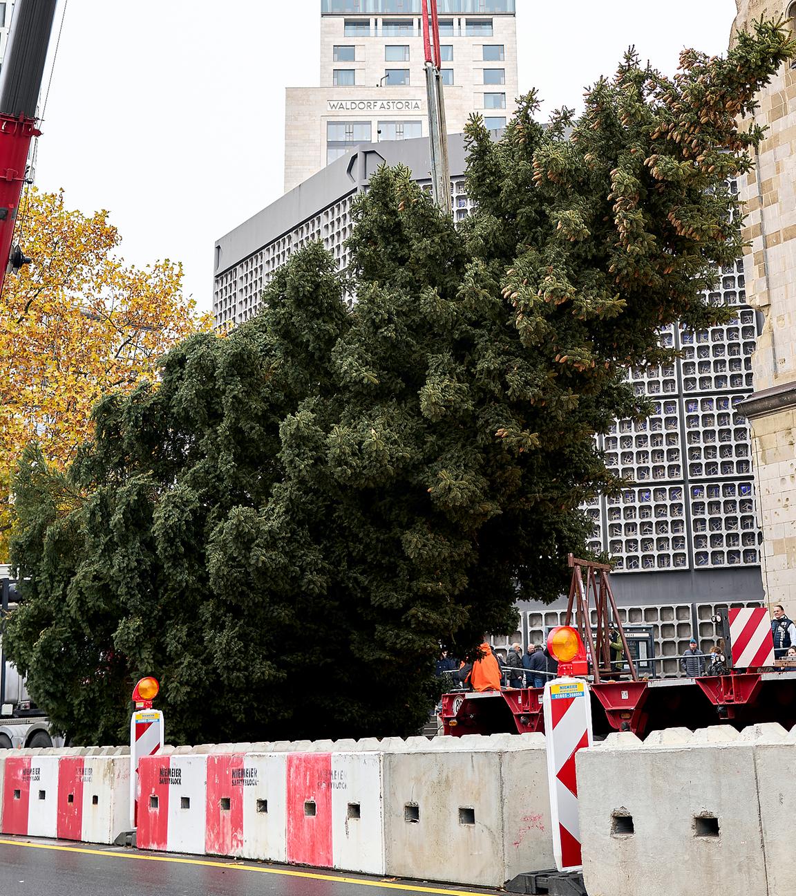 Vorbereitung für den Weihnachtsmarkt an der Gedächtniskirche in Berlin, aufgenommen am 11.11.2025