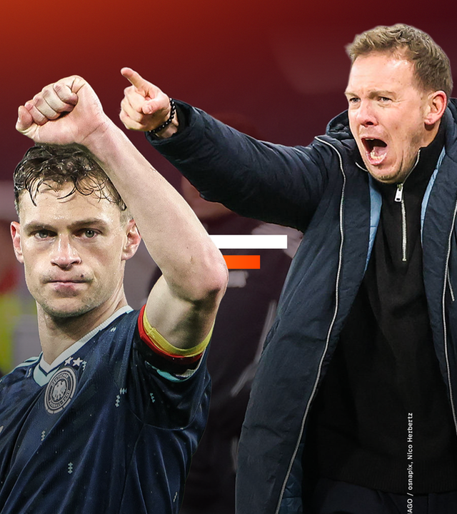 Julian Nagelsmann und Joshua Kimmich gestikulieren.