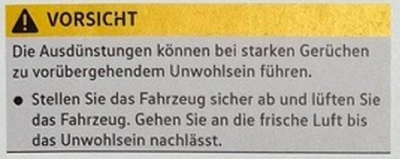 VW, Benzol, Hinweis