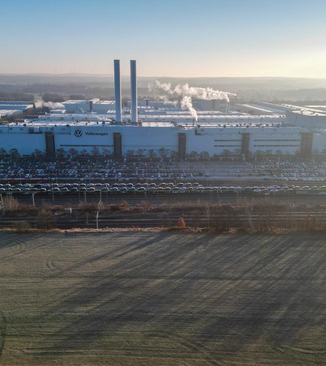 VW-Werk Zwickau, Luftaufnahme, Industriegebäude