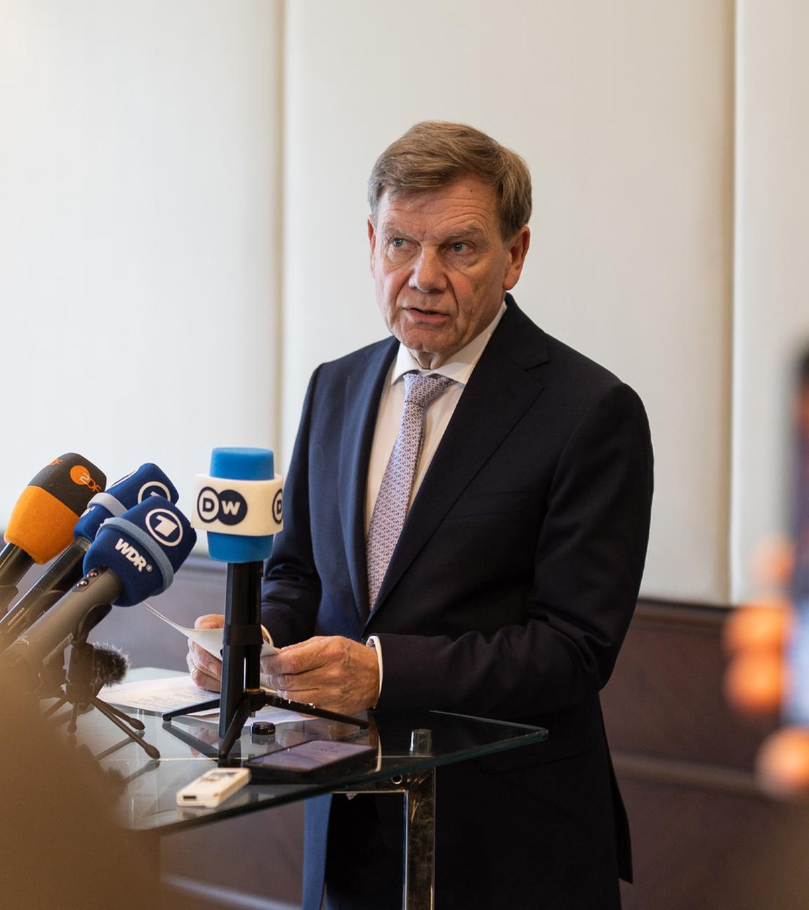 Deutschlands Außenminister Johann Wadephul (CDU) spricht auf einer Pressekonferenz während eines Staatsbesuchs in Cairo, Ägypten am 13.06.2025.