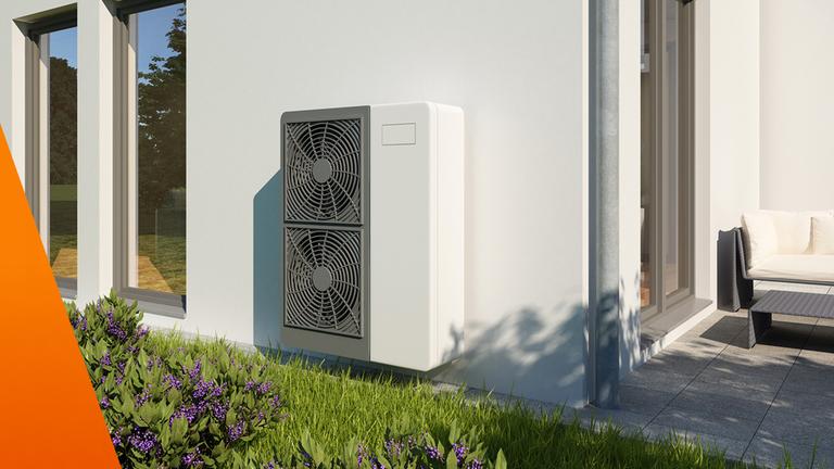 Wärmepumpe an einem Einfamilienhaus