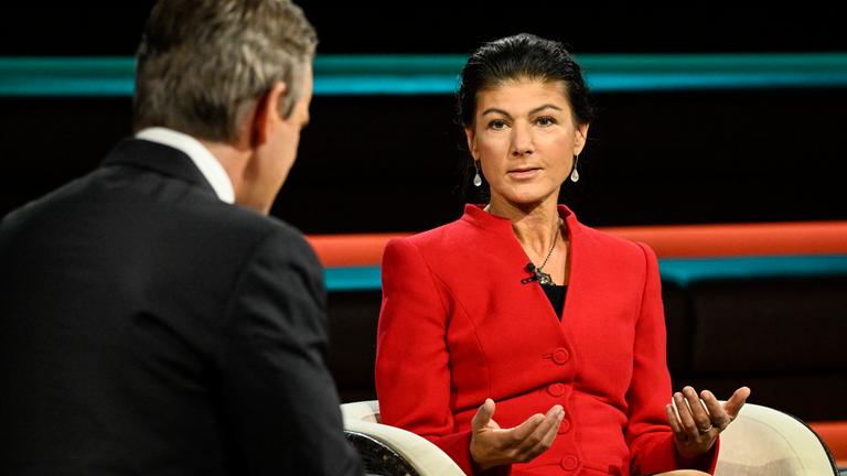Die BSW-Vorsitzende Sahra Wagenknecht bei Markus Lanz